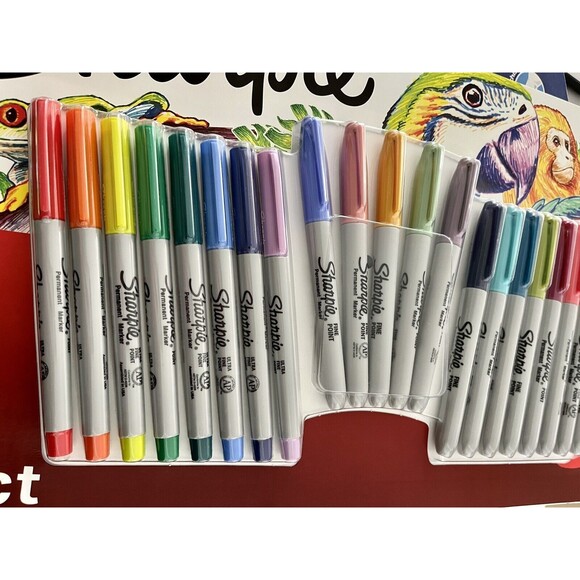 NEW Sharpie Permanent Markers Fine & Ultra Fine Point Assorted Colors 21 Count - Picture 3 of 4